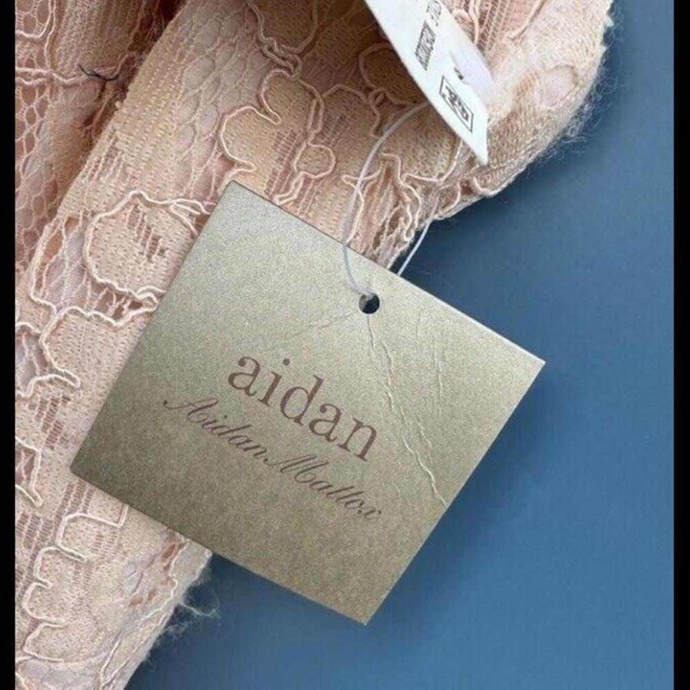 NWT AIDAN MATTOX ~ Pink Lace Illusion Bodice Keyhole Flare Party Dress Sz 4 - Picture 8 of 11